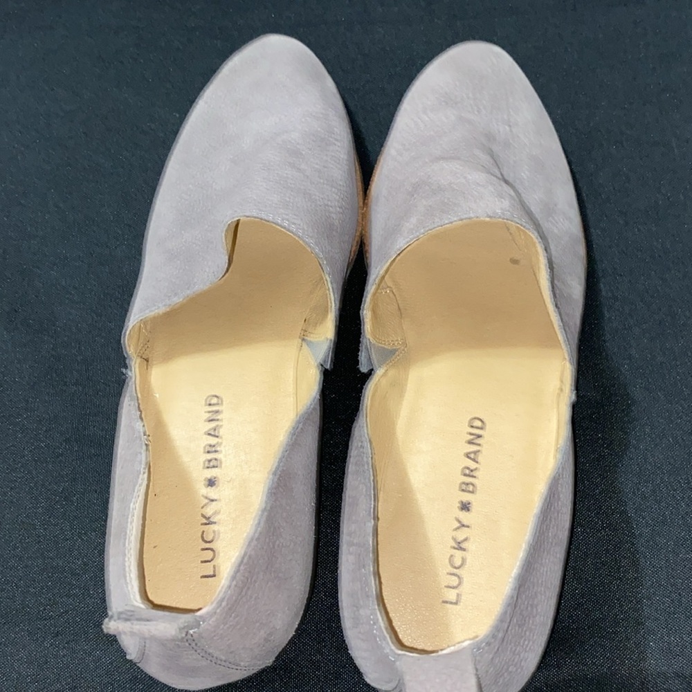EUC Lucky Brand  MORIAH Gray PEBBLED LEATHER SLIPON LOAFER CLEAN SHOES WO SIZE 9 - Picture 9 of 13